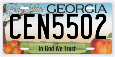 GA license plate CEN5502