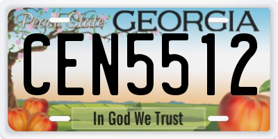 GA license plate CEN5512