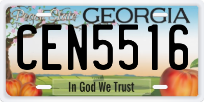 GA license plate CEN5516