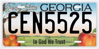 GA license plate CEN5525