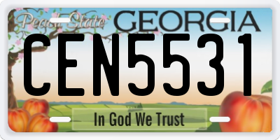 GA license plate CEN5531