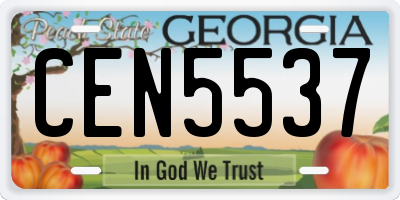 GA license plate CEN5537