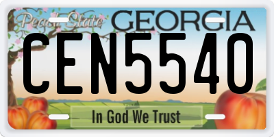 GA license plate CEN5540