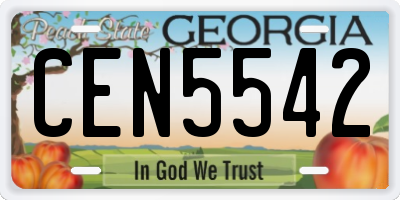 GA license plate CEN5542