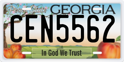 GA license plate CEN5562
