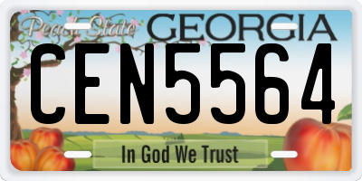 GA license plate CEN5564