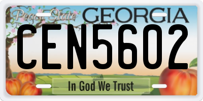 GA license plate CEN5602
