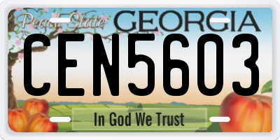 GA license plate CEN5603