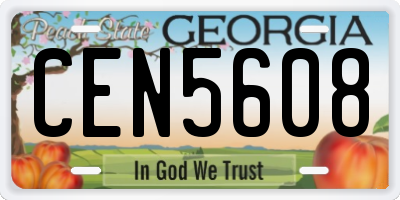 GA license plate CEN5608