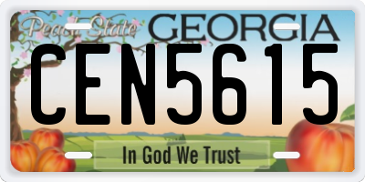 GA license plate CEN5615