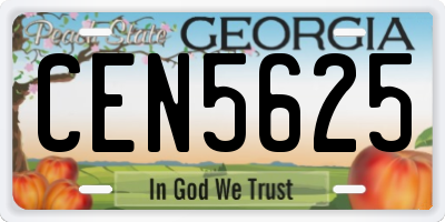 GA license plate CEN5625