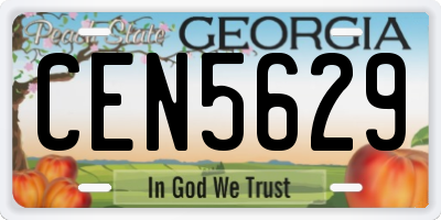 GA license plate CEN5629