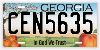 GA license plate CEN5635