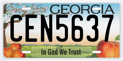 GA license plate CEN5637