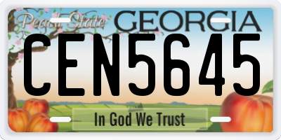 GA license plate CEN5645