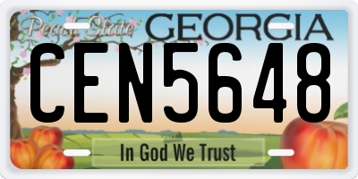 GA license plate CEN5648