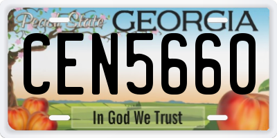 GA license plate CEN5660