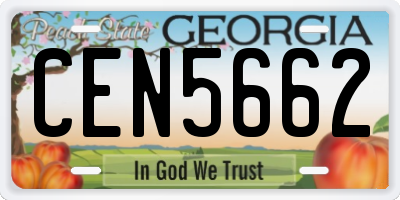 GA license plate CEN5662