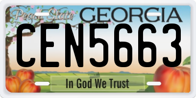 GA license plate CEN5663