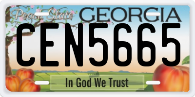 GA license plate CEN5665