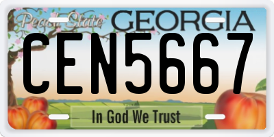 GA license plate CEN5667