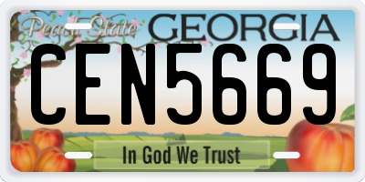 GA license plate CEN5669