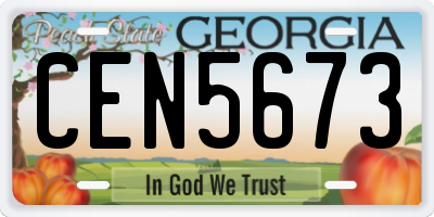 GA license plate CEN5673