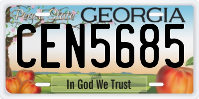 GA license plate CEN5685