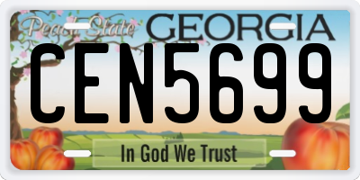 GA license plate CEN5699