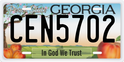 GA license plate CEN5702