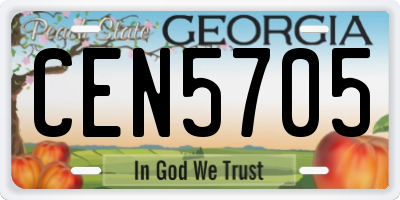 GA license plate CEN5705