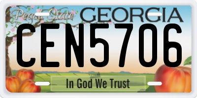 GA license plate CEN5706