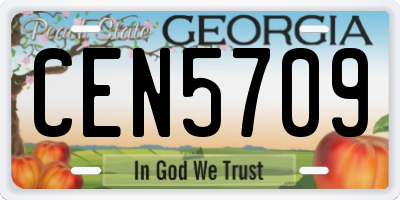 GA license plate CEN5709