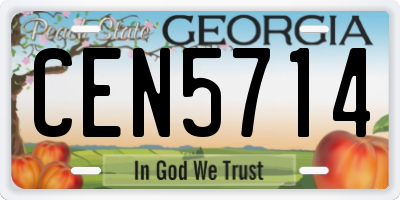 GA license plate CEN5714