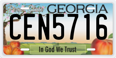 GA license plate CEN5716