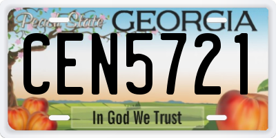 GA license plate CEN5721