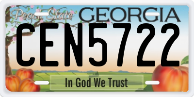 GA license plate CEN5722