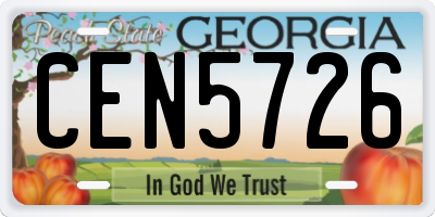 GA license plate CEN5726