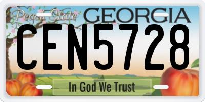 GA license plate CEN5728