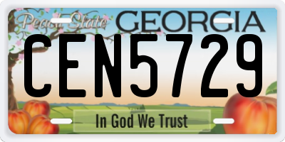 GA license plate CEN5729