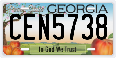 GA license plate CEN5738