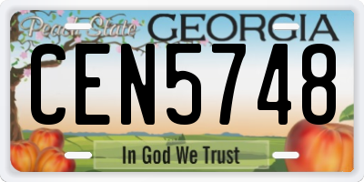 GA license plate CEN5748