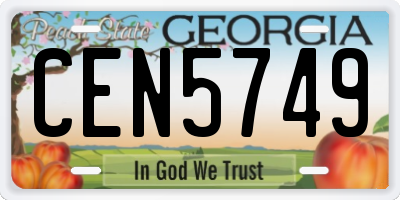GA license plate CEN5749