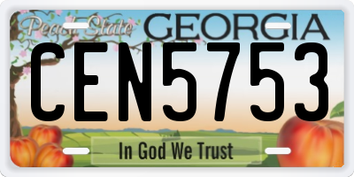 GA license plate CEN5753