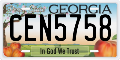 GA license plate CEN5758