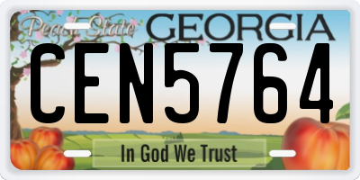 GA license plate CEN5764