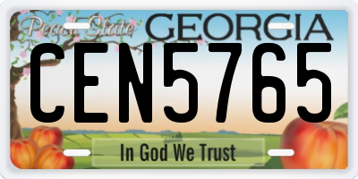 GA license plate CEN5765