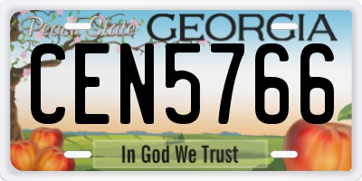 GA license plate CEN5766