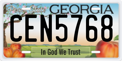 GA license plate CEN5768