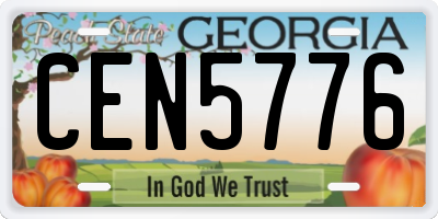 GA license plate CEN5776